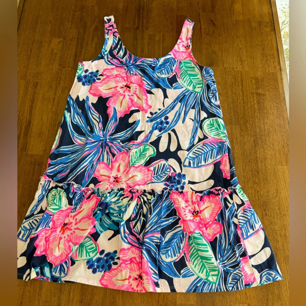 Lilly Pulitzer Skyelar Tank Dress SZ S High Tide Navy Sugar Mambo